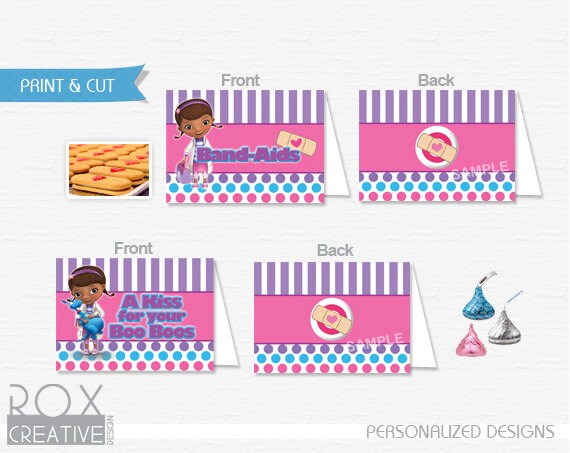 Doc McStuffins Food Tents, McStuffins food labels, Digital Design, Double Side Design Il_570xn