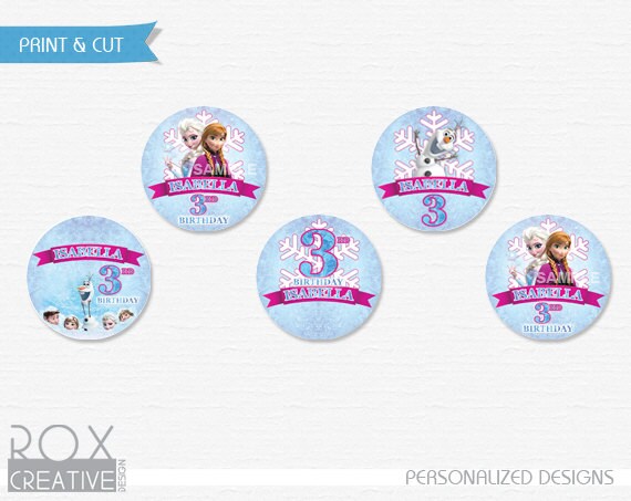 Frozen Birthday Cupcake Toppers, Frozen Favor Tags, Frozen Napkin Rings, Digital – Customized Il_570xn