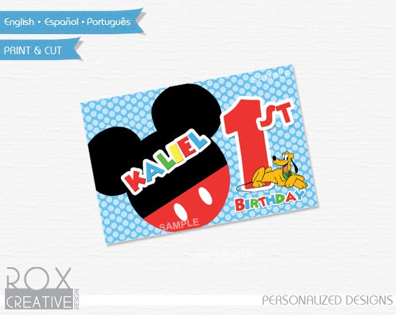 Mickey and Pluto Birthday Sign 4 x 6 Inches Design, Mickey and Pluto Custom Design Il_570xn