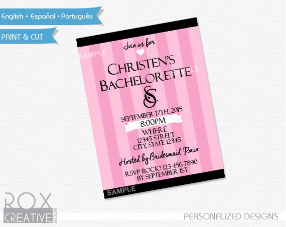Victoria's Secret 5 x 7 Invitation Design, Custom Design, Bachelorette Party Invitation Il_570xn