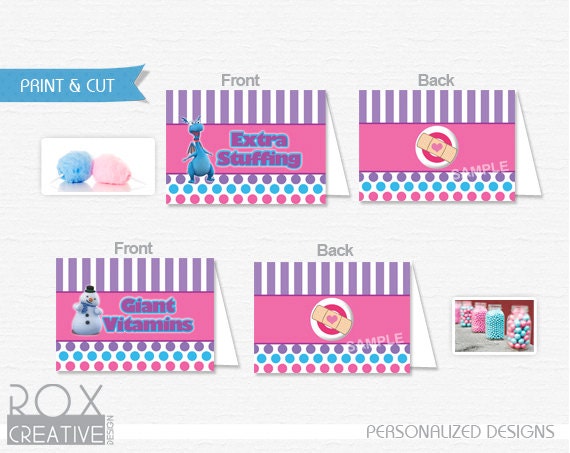 Doc McStuffins Food Tents, McStuffins food labels, Digital Design, Double Side Design Il_570xn