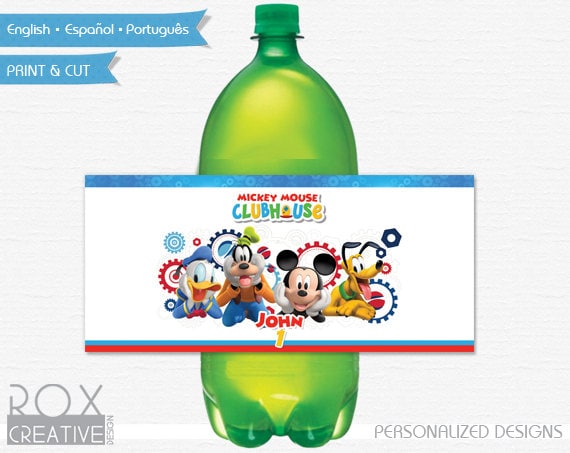 Mickey Mouse ClubHouse Birthday 2 Liter Soda Labels, Printable Labels, Digital - Customized Il_570xn