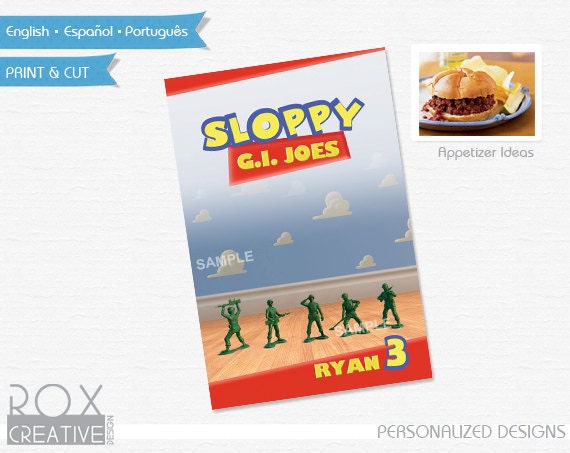 Toy Story Food Labels 4 x 6 Inches Design, Digital Custom Design, G.I. Joes Il_570xn