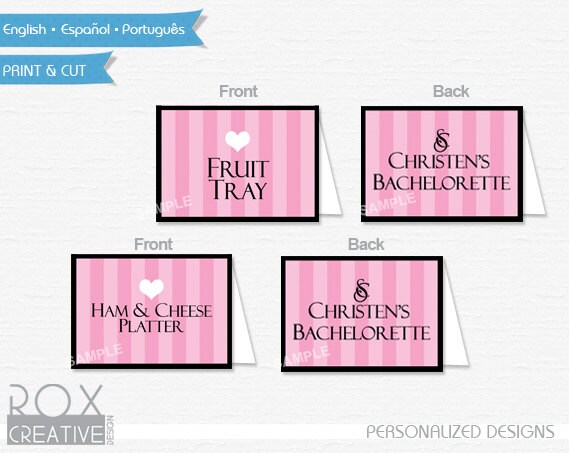 Victoria's Secret Food Tents, Bachelorette party food labels, Digital Design, Double Side Design Il_570xn