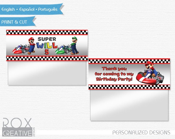 Mario Kart Birthday Favor Treat Bag Toppers, Mario Printable Labels, Digital – Customized Il_570xn