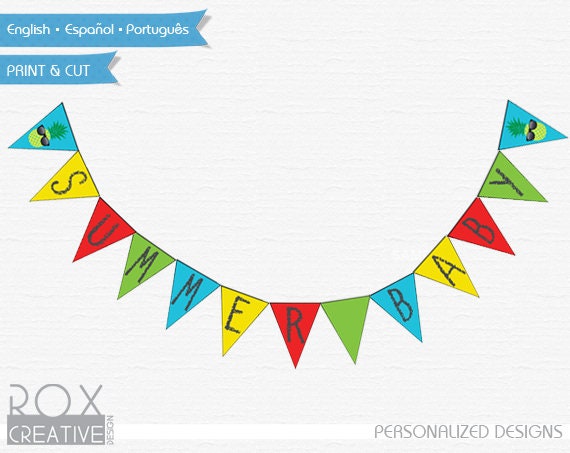 Summer Pineapple Party Banner, Baby shower Printable Banner, Digital - Customized Il_570xn