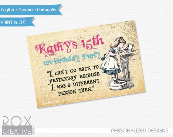 Alice in Wonderland 4 x 6 Table Design, Digital Custom Design, Just put in a Photo Frame Il_570xn