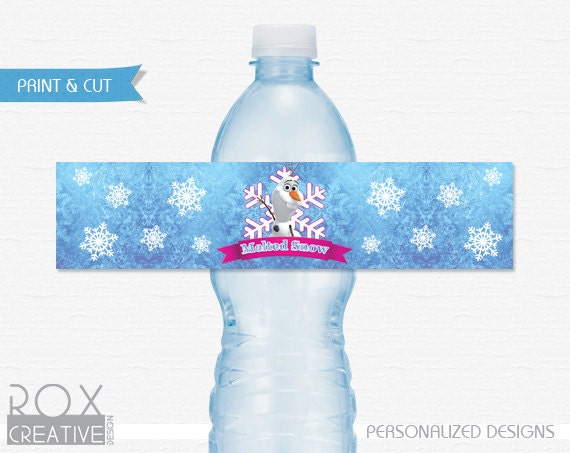 Frozen Melted Snow Printable Water Labels! Digital Design, 5 per page Il_570xn