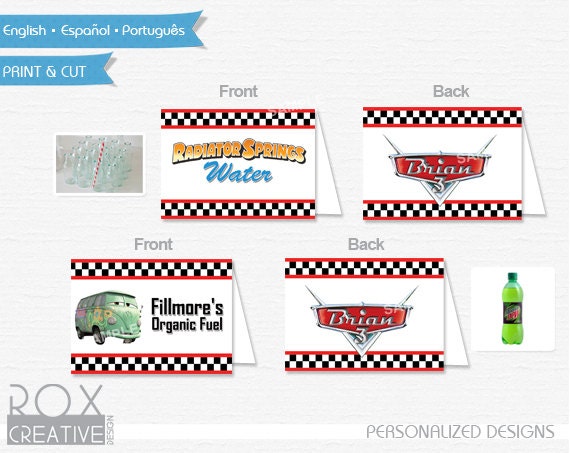 Cars Food Tents, Disney Car food labels, Digital Design, Double Side Design Il_570xn