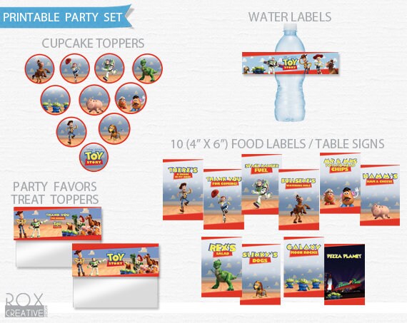 Toy Story Printable Set, Cupcake toppers, water labels, favor treat toppers and food labels Il_570xn