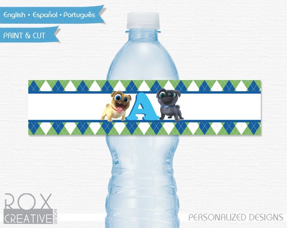 Puppy Dog Pals Birthday Water Labels, Puppy Pals Printable Labels, Digital - Customized Il_570xn