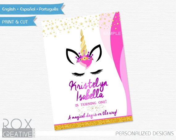 Unicorn table sign 5 x 7 Inches Design, Unicorn Design Il_570xn