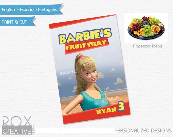 Toy Story Food Labels 4 x 6 Inches Design, Digital Custom Design, Barbie Il_570xn