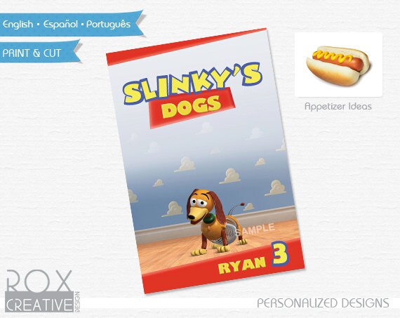Toy Story Food Label 4 x 6 Design, Digital Custom Design, Slinky Dog Il_570xn