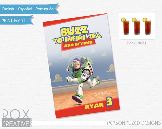 Toy Story Food Labels 4 x 6 Inches Design, Digital Custom Design, Buzz Lightyear Il_570xn