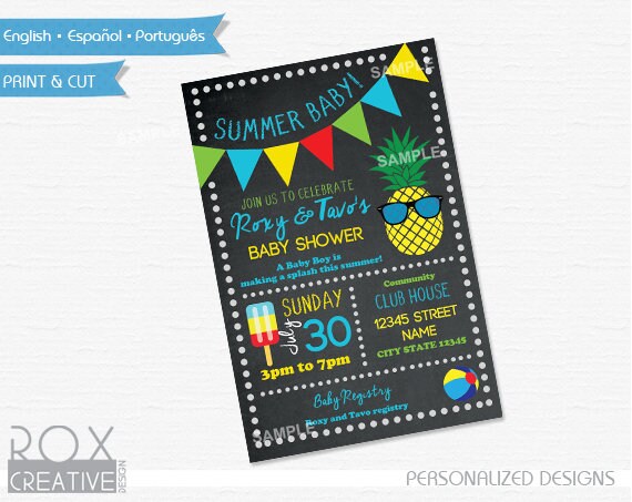 Summer Pineapple Party 4 x 6 Invitation Il_570xn