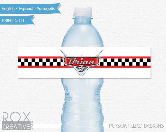 Cars Birthday Water Labels, Disney Cars Printable Labels, Digital - Customized Il_570xn