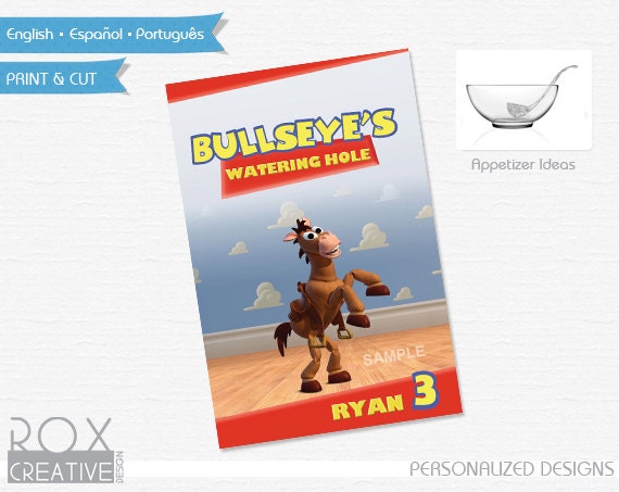 Toy Story Food Labels 4 x 6 Inches Design, Digital Custom Design, Bullseye Il_570xn
