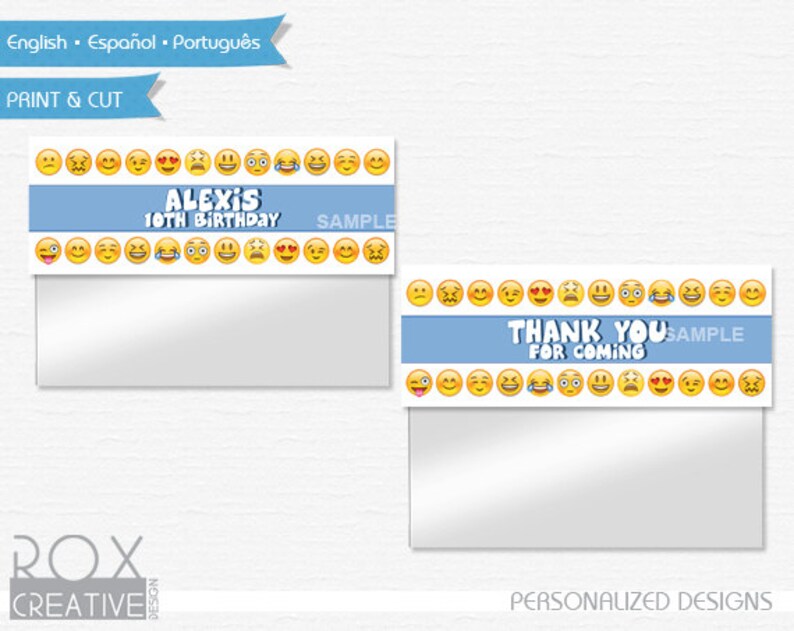 Emoji Birthday Favor Treat Bag Toppers Emoji Printable Etsy