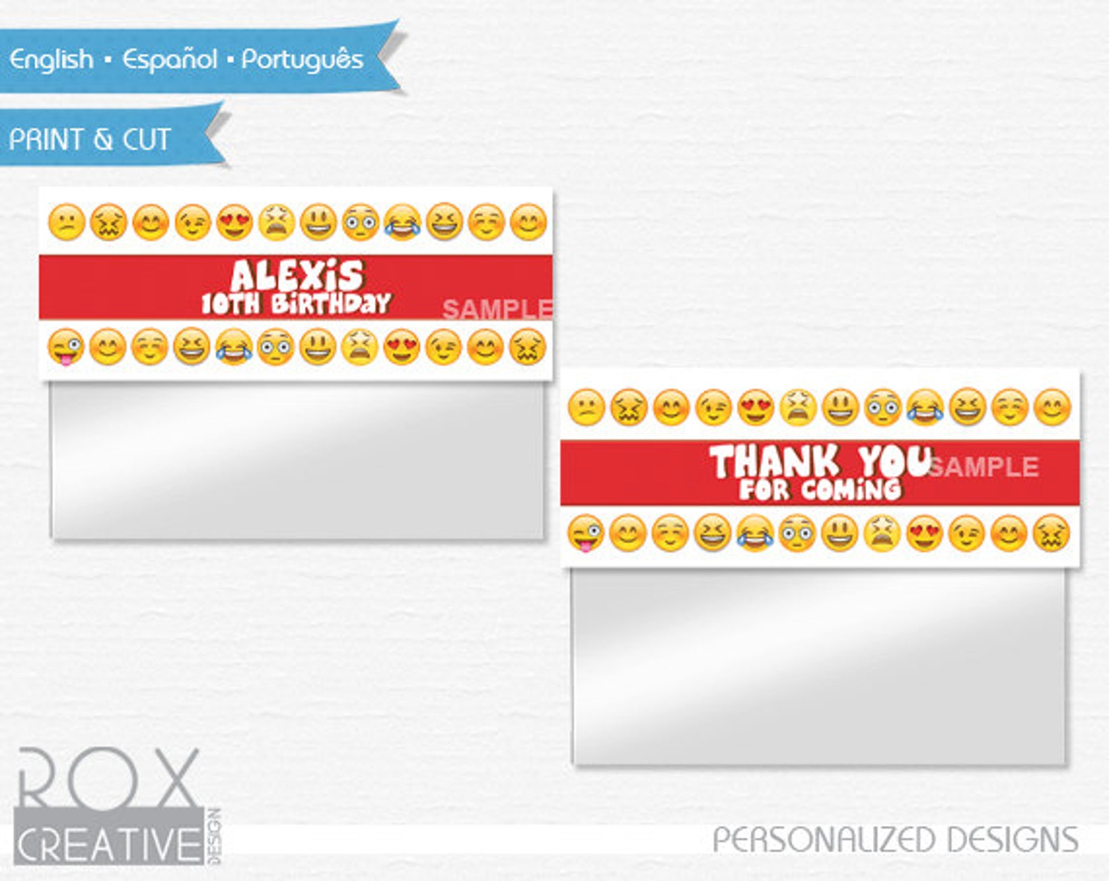 Emoji Birthday Favor Treat Bag Toppers Emoji Printable Etsy