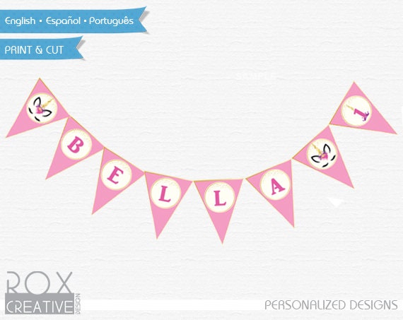 Unicorn Banner Flags with name, Unicorn Printable Banner design Il_570xn