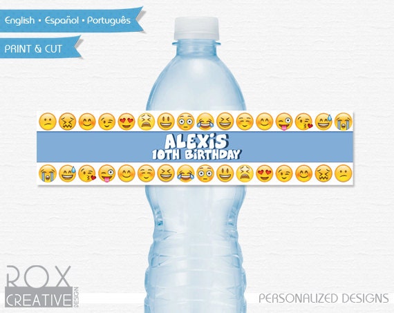 Emoji Water Labels, Emoji Printable Labels, Digital - Customized Il_570xn