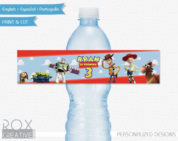 Toy Story Birthday Water Labels, Printable Labels, Digital – Customized, English, Español or Português Il_570xn