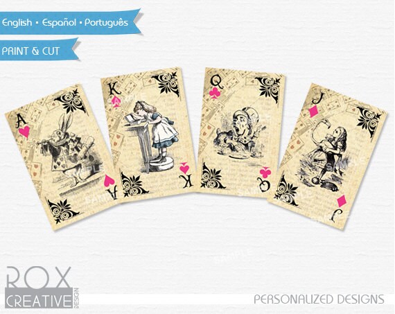 Alice in Wonderland Cards, Party Tags, Party Favors Tags, Digital Custom Design Il_570xn