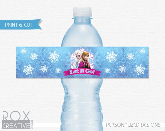 Frozen Let it go! Printable Water Labels, Digital Design, 5 per page Il_570xn