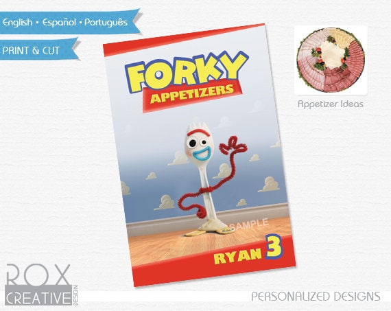Toy Story Food Labels 4 x 6 Inches Design, Digital Custom Design Forky Il_570xn