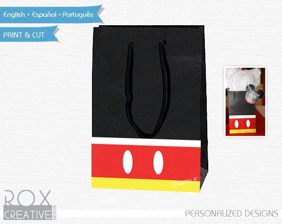 Mickey Mouse Party Favors Bags Design, Printable Mickey Design Il_570xn