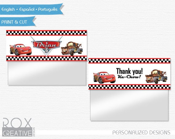 Cars Birthday Favor Treat Bag Toppers, Cars Printable Labels, Digital – Customized Il_570xn