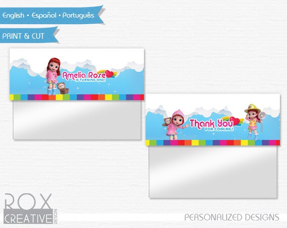 Rainbow Ruby Party Favor Treat Toppers, Printable Labels, Digital - With your Child Name and age! Il_570xn
