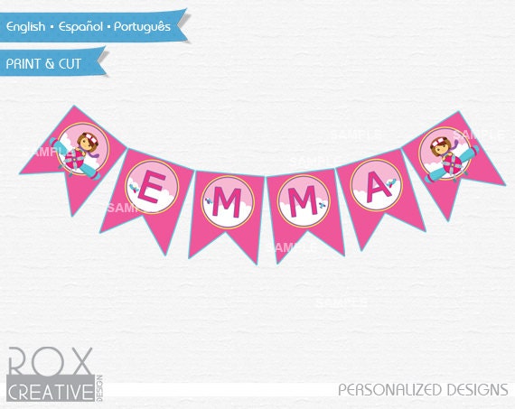 Girly Planes Banner Name Flag, Girly Planes Printable Banner, Baby Shower Girly Planes Banner Il_570xn
