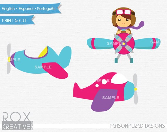 Girly Planes Birthday Party Cut outs 8.5 x 11 Inches Designs Il_570xn