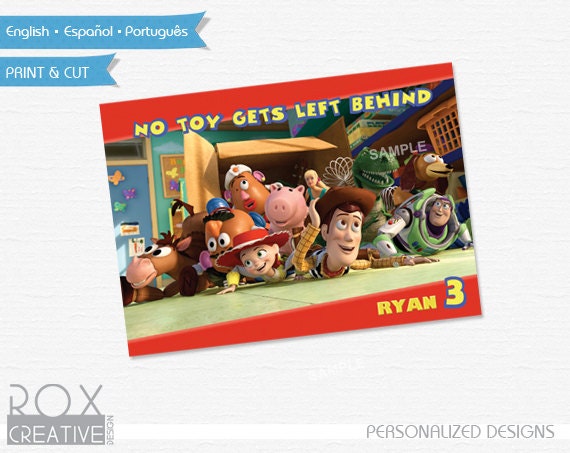 Toy Story 5 x 7 Table Design, Digital Custom Design, Just put in a Photo Frame, English, Español or Português Il_570xn