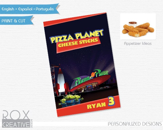 Toy Story Food Labels 4 x 6 Design, Digital Custom Design, Pizza Planet Il_570xn