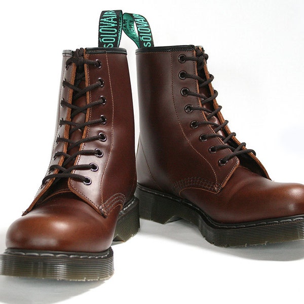 Solovair, Dr Martens, boots original, 8 holes, High Top,  Brown, Chocolate, Genuine Leather, Derby, Made in England, Vintage, Women, Men