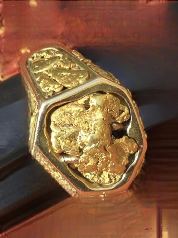 Monster Natural Gold Nugget Statement Ring! - image 1