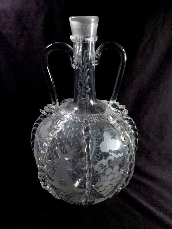 Lovely Hand Blown Acid Etched Italian Glass Vase Etsy
