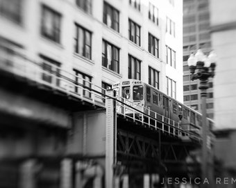 Chicago El Train black and white photograph wall decor Chicago photograph Chicago Street Photography