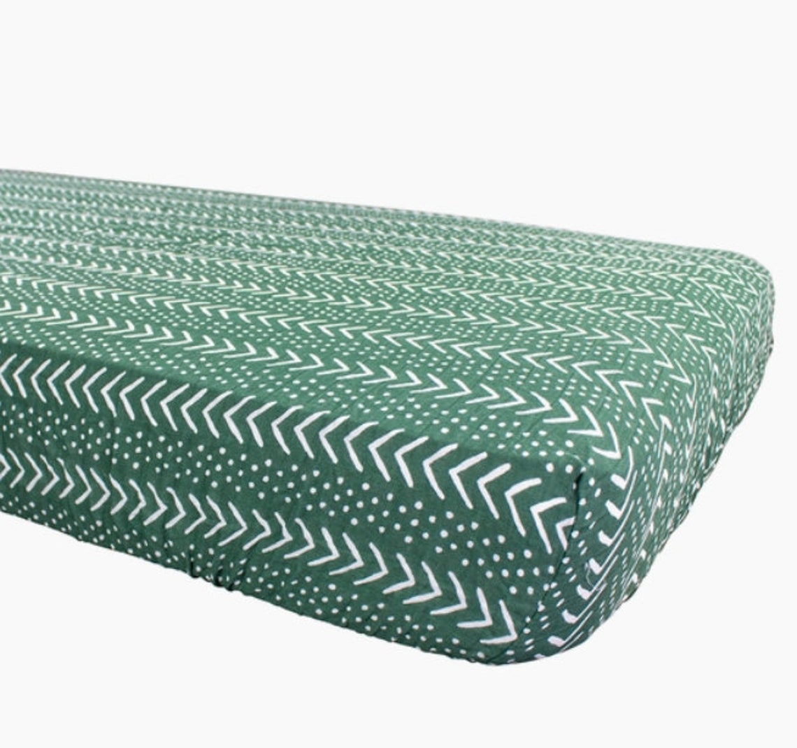 Deep Green Mudcloth Muslin Crib Sheet Etsy