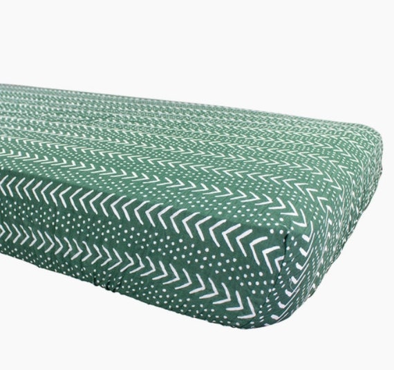 Deep Green Mudcloth Muslin Crib Sheet Etsy