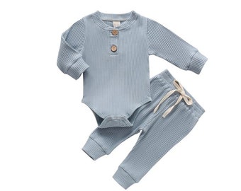 Newborn Baby Boy Girl Ribbed Outfits Long Sleeve Sweatshirt Top Pants Soild Sweatsuit Fall Winter Clothes Set Newborn Baby Boy Girl Ribbed Outfits Long Sleeve Sweatshirt Top Pants Soild Sweatsuit Fall Winter Clothes Set