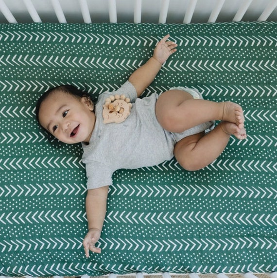 Green muslin crib sheet sale