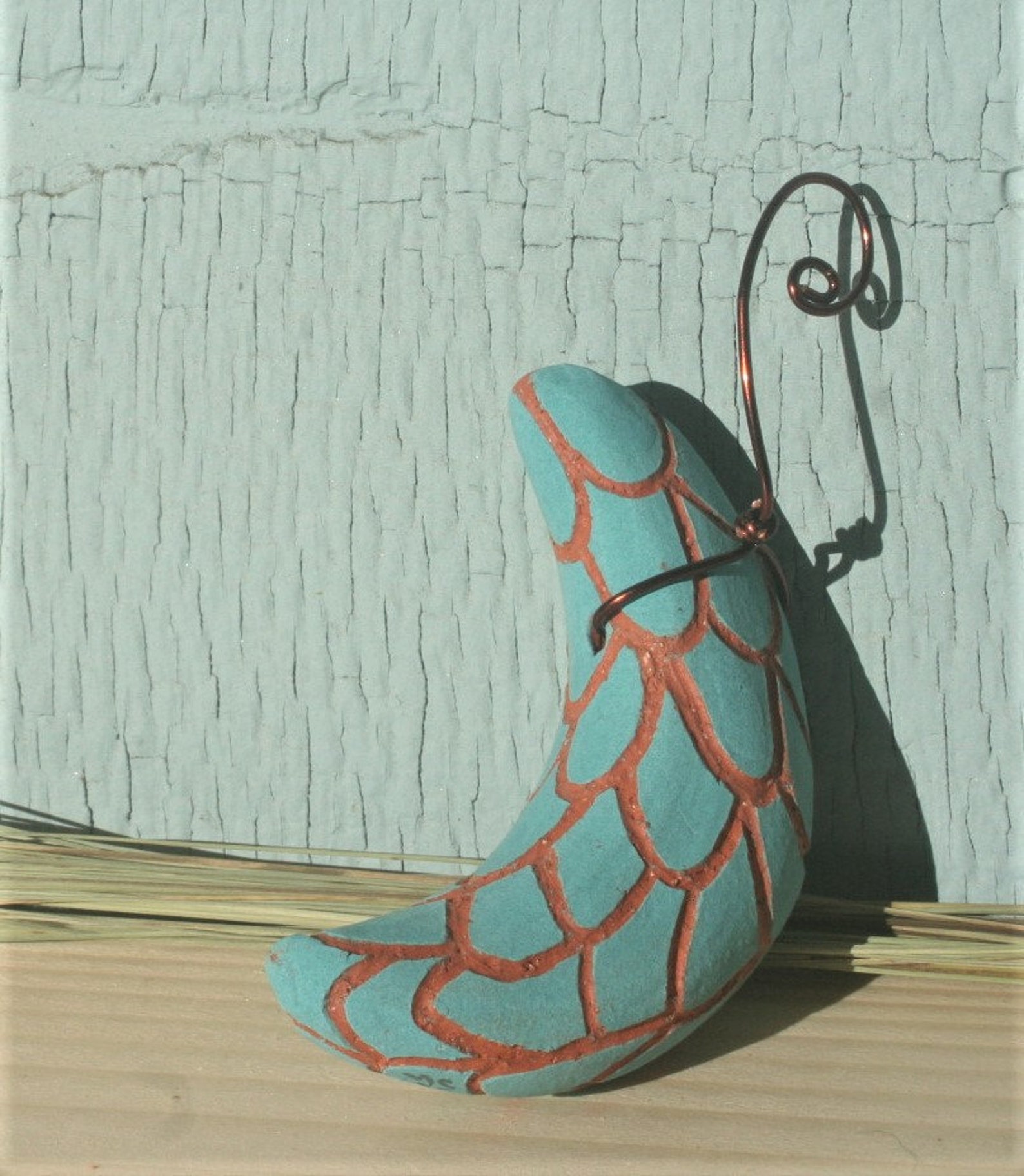 Terra Cotta Carved Moon Ornament Etsy