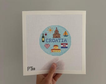 Kroatien Nadelspitze Canvas - 18 Mesh - Handgemalte Reiseleinwand