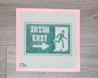 Irish Exit Needlepoint Canvas: Hand-Painted St. Patrick's Day Design (18 Mesh)