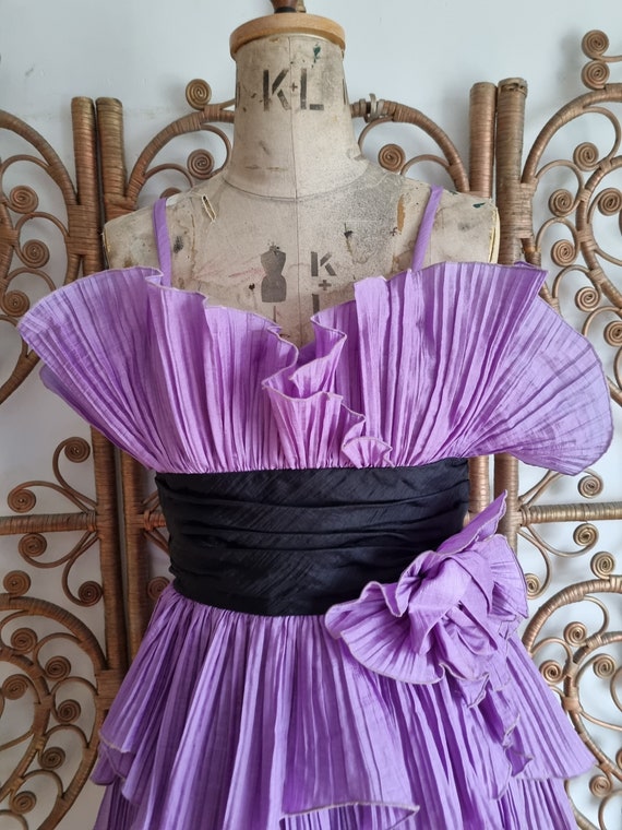 SABRINA ~ ADORABLE HAUNTING LATE 1960S JOHN CHARLES PURPLE VELVET MAXI DRESS