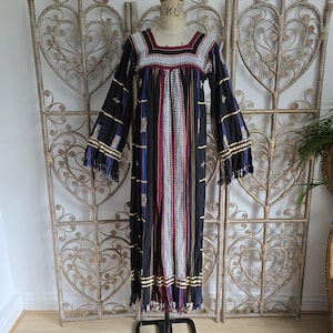 Vintage Alpnani floral paisley hippy Indian smock midi kaftan dress XS S